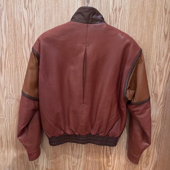 Vintage Saxony Leather Comber Monochrome Brown Men's L Rare Immaculate - Picture 3 of 5